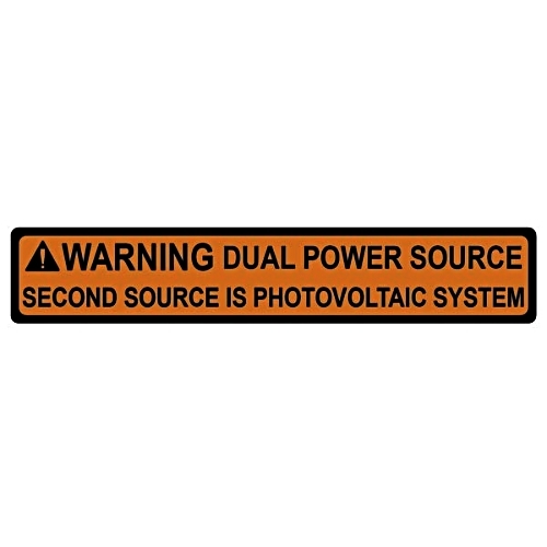 DECAL WARNING  DUAL POWER SOURCE 50 PACK 4.12 X 0.75 ORANGE