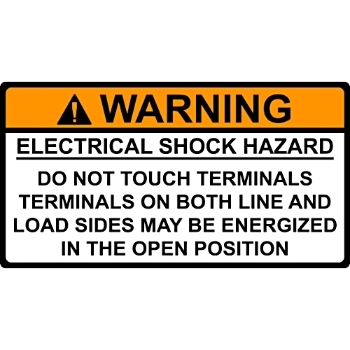 DECAL WARNING  ELECTRIC SHOCK HAZARD  3.75 X 2 ORANGE AND WHITE