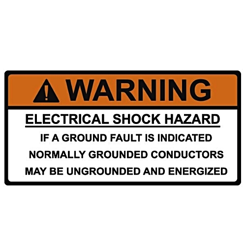 DECAL WARNING GROUNDED CONDUCTORS ENERGIZED 50 PACK 4.12 X 2 ORANGE AND WHITE