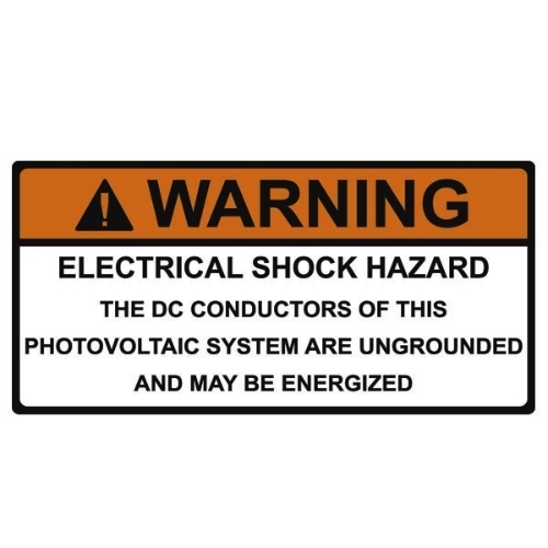 DECAL WARNING  DC CONDUCTORS ENERGIZED 50 PACK 4.12 X 2 ORANGE AND WHITE
