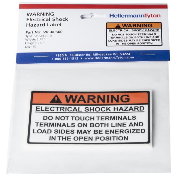 DECAL WARNING - ELECTRIC SHOCK HAZARD 10 PACK 3.75 X 2 ORANGE & WHITE