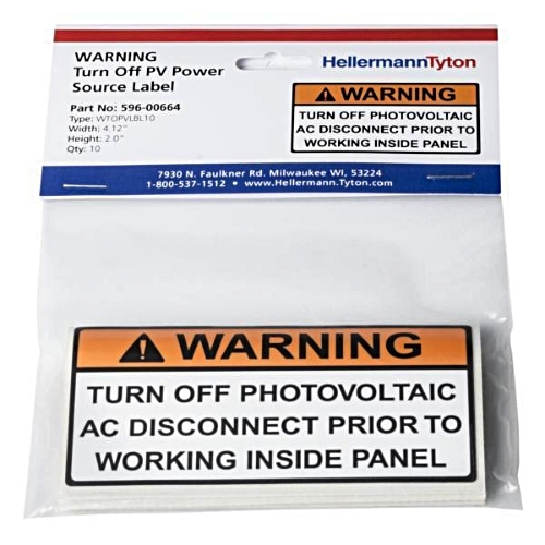DECAL WARNING  TURN OFF PV AC DISCO PRIOR 10PK  4.125 X 2 ORANGE & WHITE