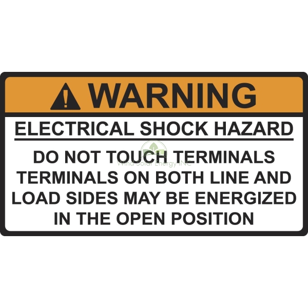 DECAL, WARNING  ELECTRIC SHOCK HAZARD DC VOLTAGE PRESENT 10 PACK  3.75 X 2.5, ORANGE & WHITE