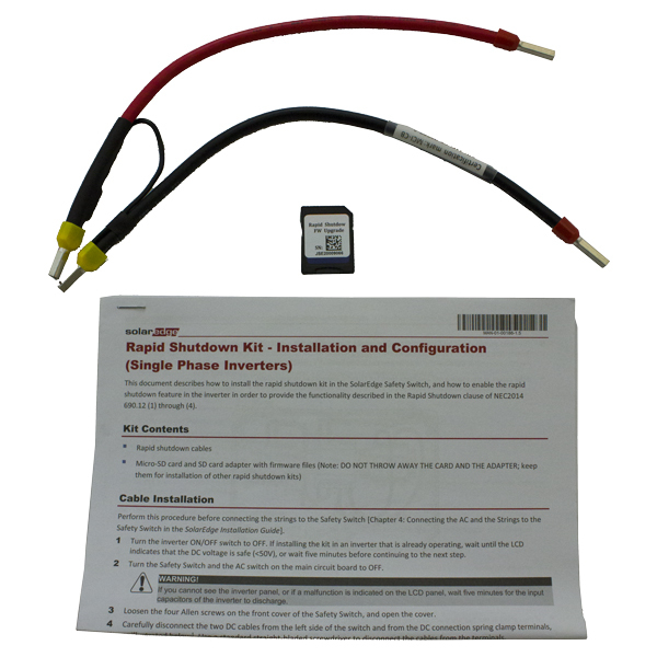SOLAREDGE, SE1000-RSD-S1, ACCESSORY, WIRE KIT FOR RAPID SHUTDOWN COMPLIANCE, SINGLE PHASE INVERTERS, 5 PACK