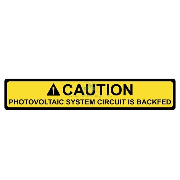 DECAL, CAUTION  PV SYSTEM IS BACKFED (50PK), 4.125 X .75, YELLOW