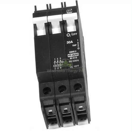 CIRCUIT BREAKER, 50A 480VAC MAX, 3-POLE, DIN MOUNT, OUTBACK DIN-50T-AC-480