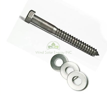 SNAPNRACK, 5/16" X 3 1/2" STAINLESS STEEL LAG SCREW AND WASHER BULK PACK 100 LAG SCREWS AND 100 WASHERS